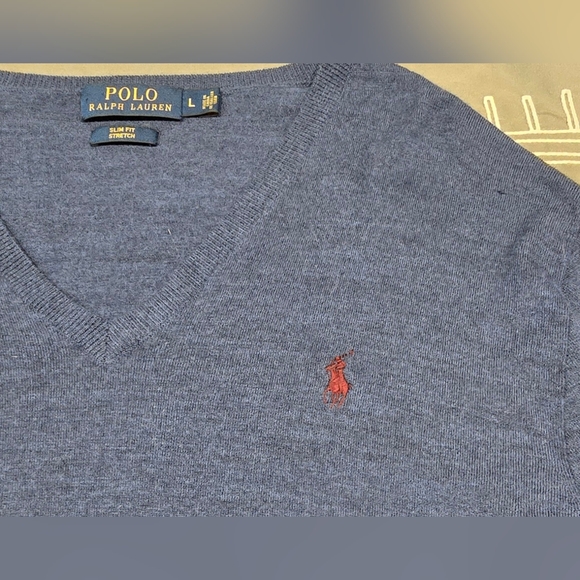 Polo Ralph Lauren Navy Wool Blended Lightweight Sweater Size Large - Picture 3 of 6